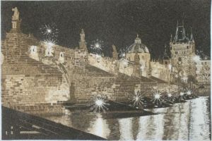 Voir le détail de cette oeuvre: PRAHA - Le Pont Charles la nuit